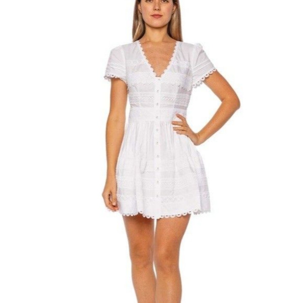 Cara Cara Waldorf White Lace Insert Mini Dress Graduation Bridal Small NWOT